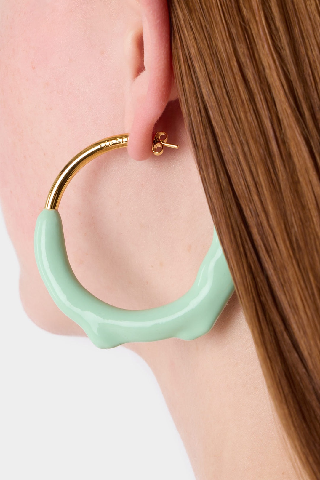 RUBBERIZED HOOP EARRINGS GOLD / mint - 4