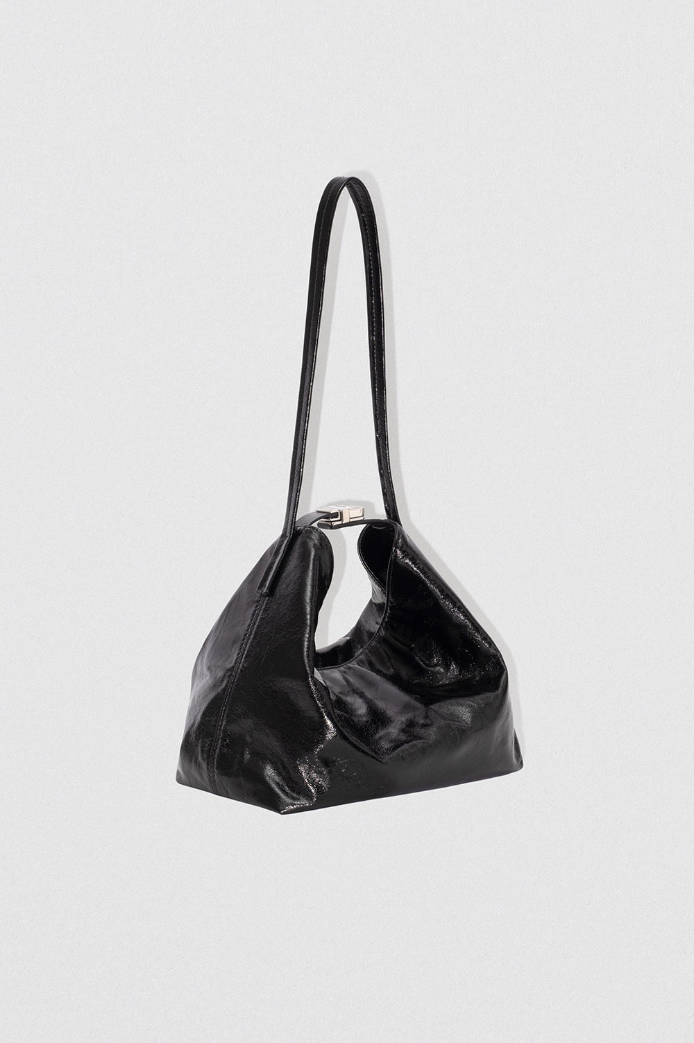 Bea Black Creased Leather Hobo Bag - 2