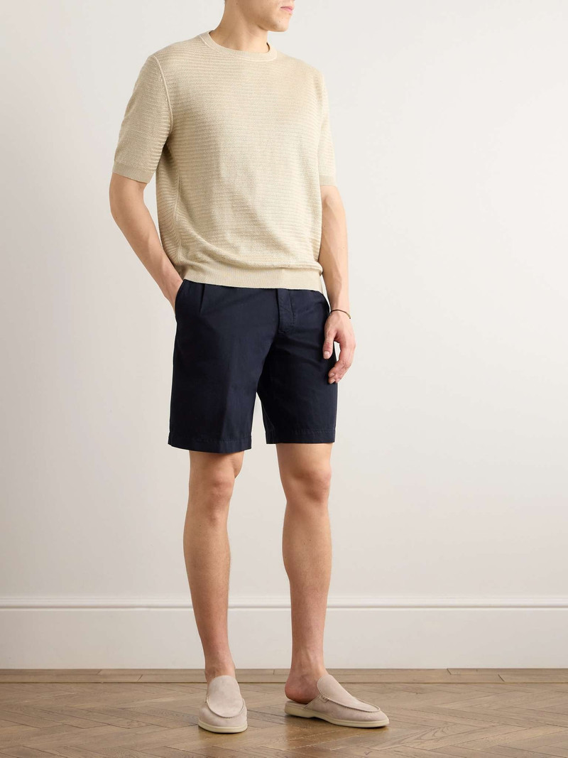 ZEGNA Straight-Leg Pleated Cotton and Linen-Blend Twill Shorts outlook