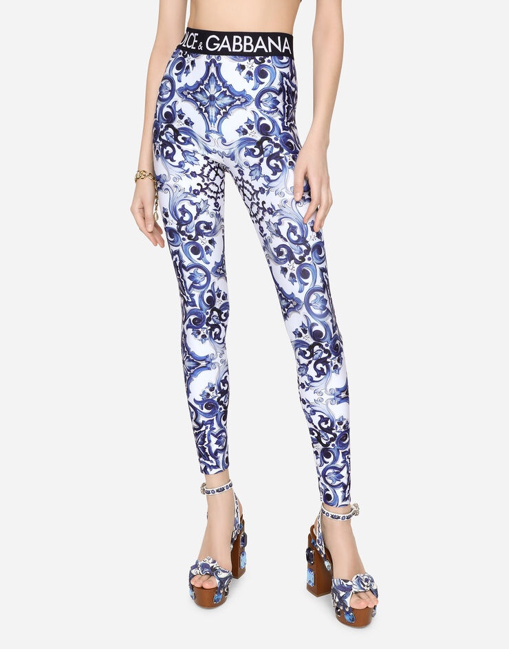 Majolica-print jersey leggings - 4