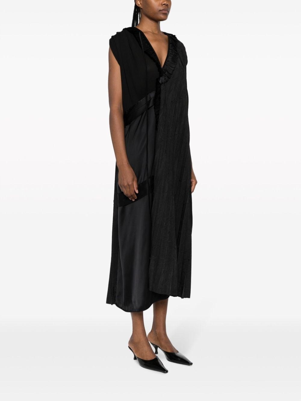 plissÃ©-effect asymmetric midi dress - 3