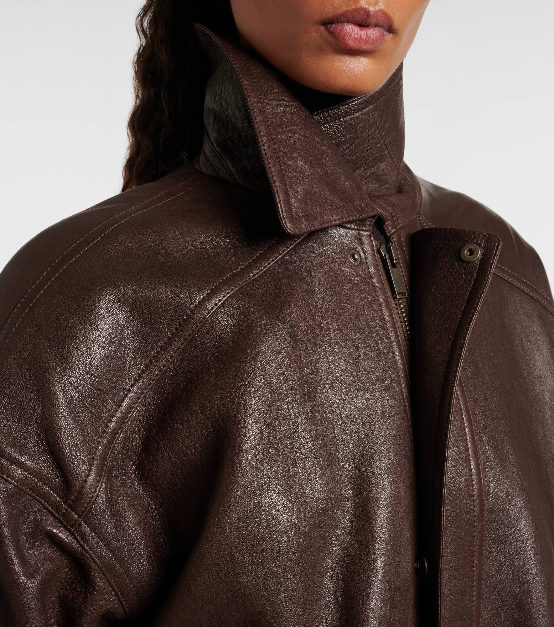 Oversized leather jacket - 4