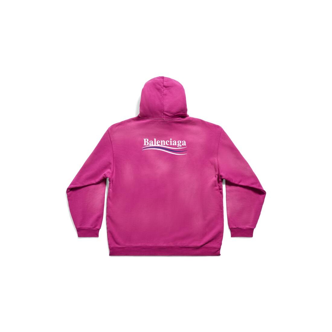 BALENCIAGA Political Campaign Hoodie Medium Fit in Fushia