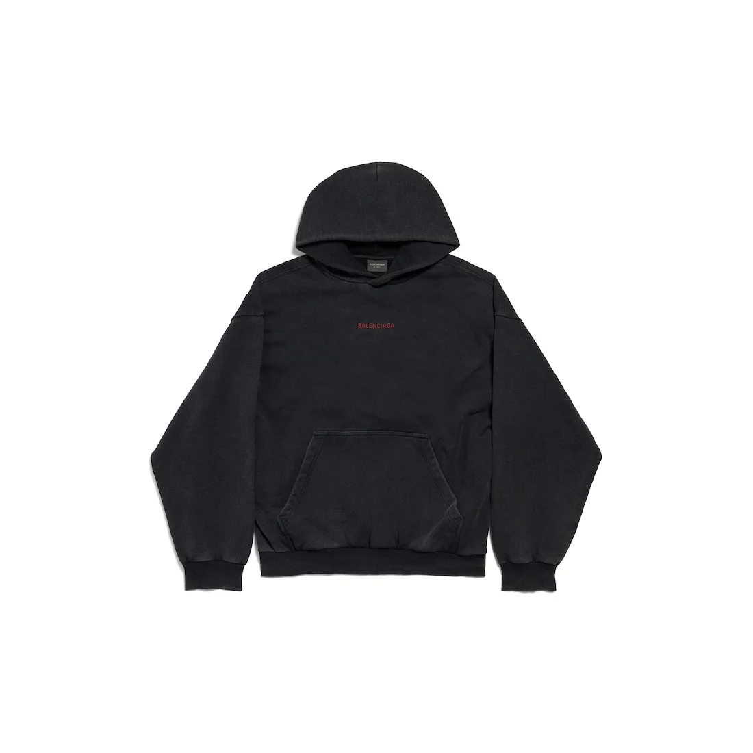Men's Balenciaga Back Hoodie Medium Fit in Faded Black/red - 1
