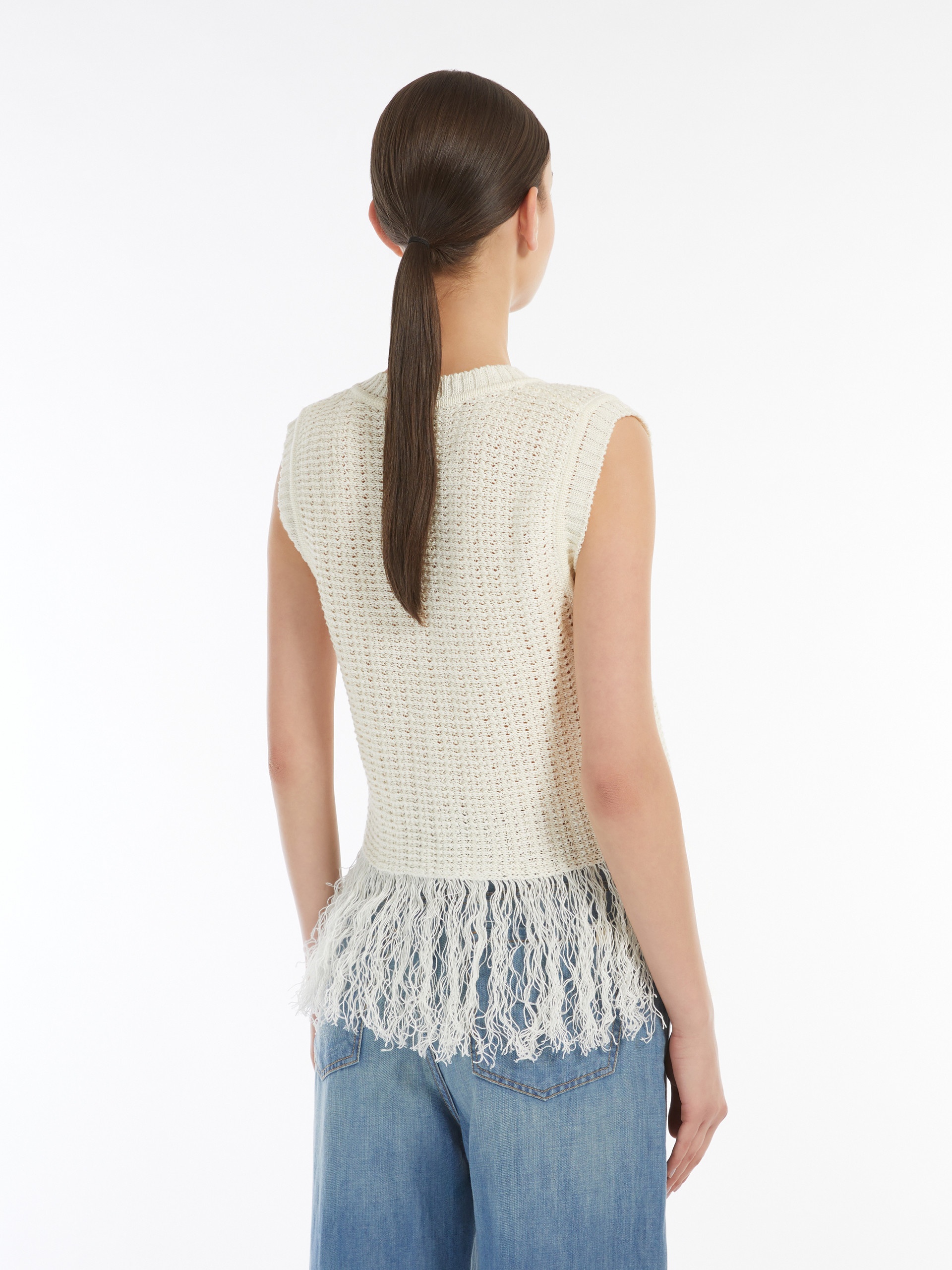 NAVETTA Linen top with fringes - 4
