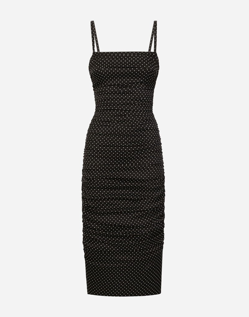 Charmeuse sheath dress with micro polka-dot print: 1