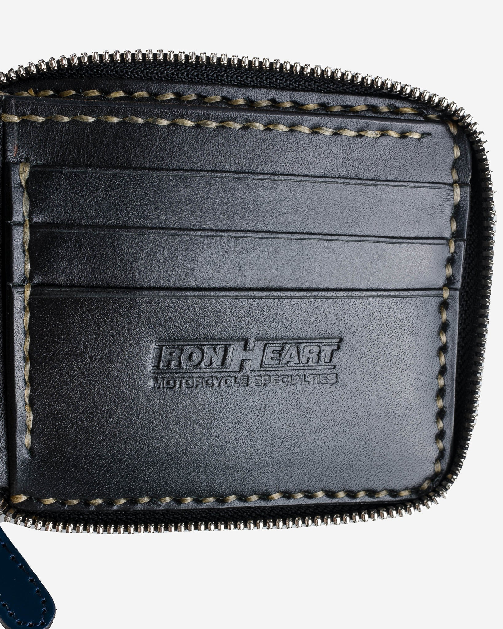 IHG-090-NAV Zip-Secured Shell Cordovan Wallet - Navy Blue - 7