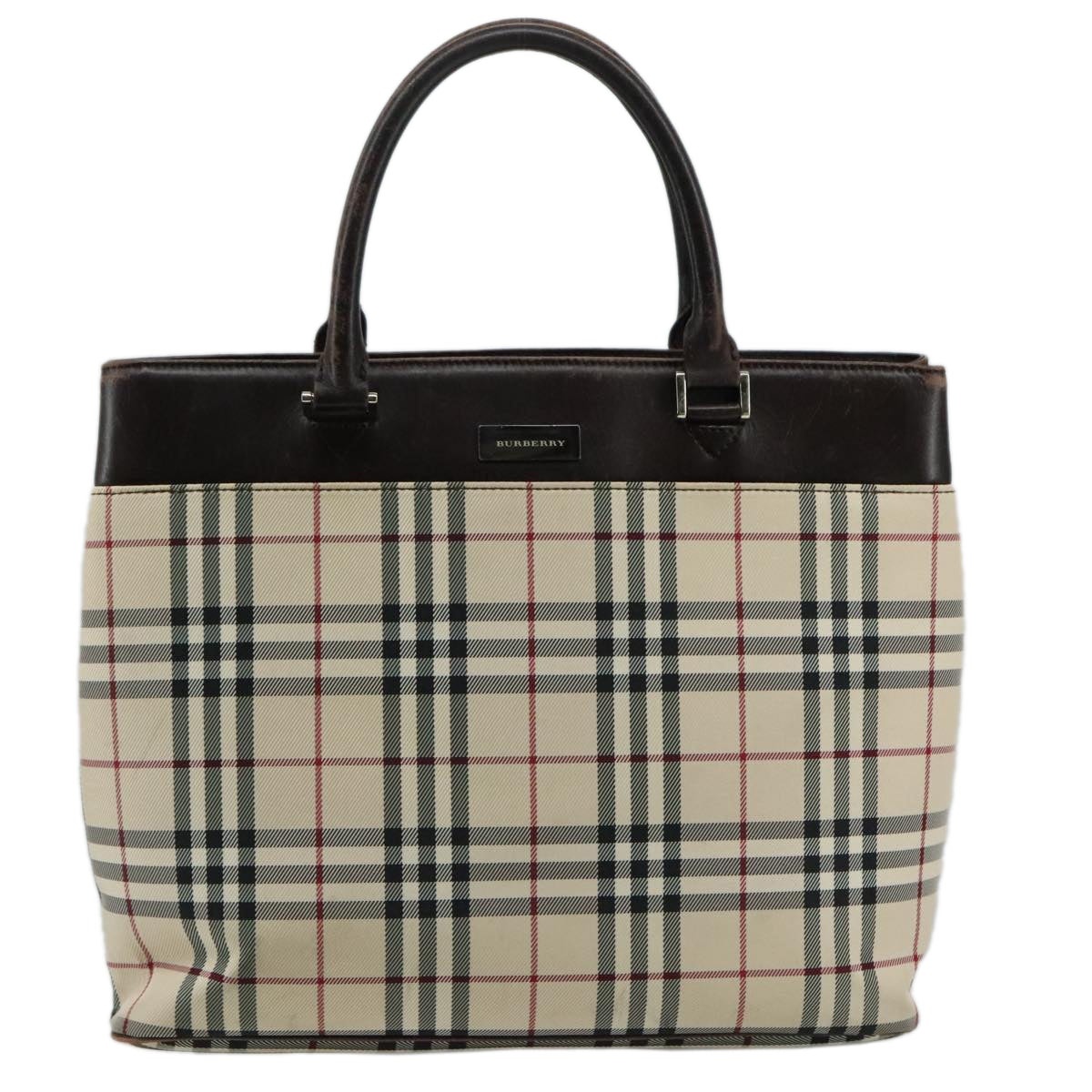 Burberry Nova Check Hand Bag Canvas Beige - 2