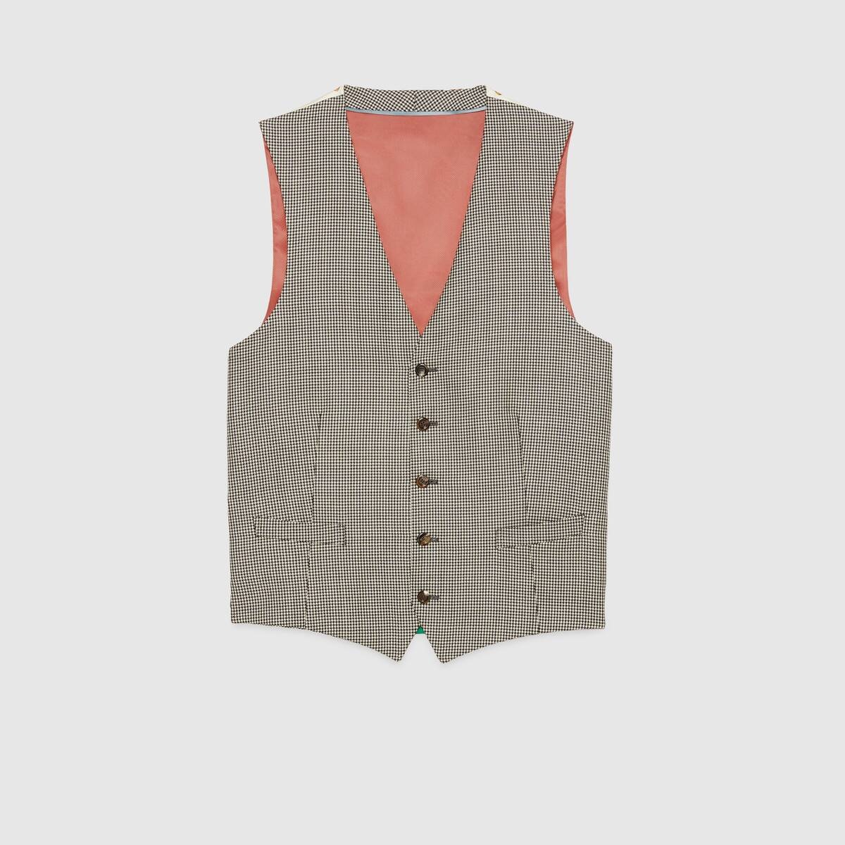 Houndstooth wool formal vest - 1