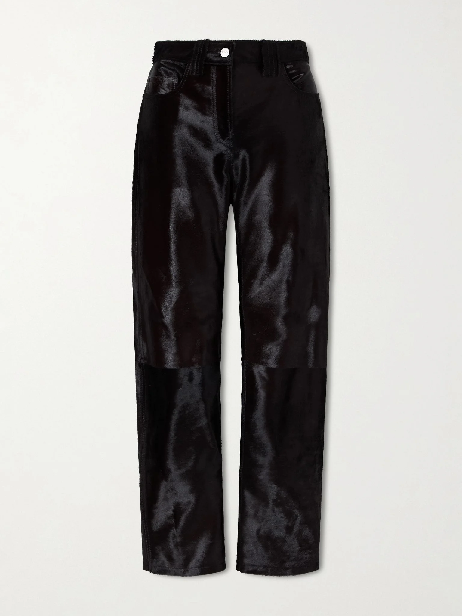 Callum calf hair straight-leg pants Black - 1