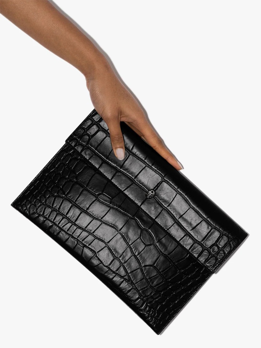 croc effect envelope clutch bag - 4