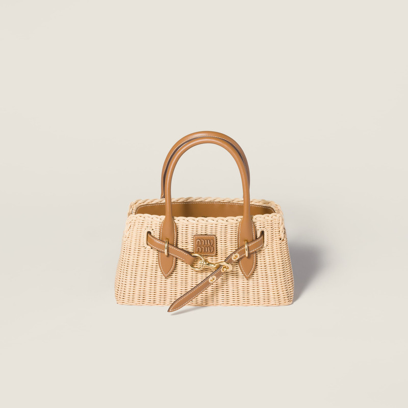Aventure wicker and leather handbag 1