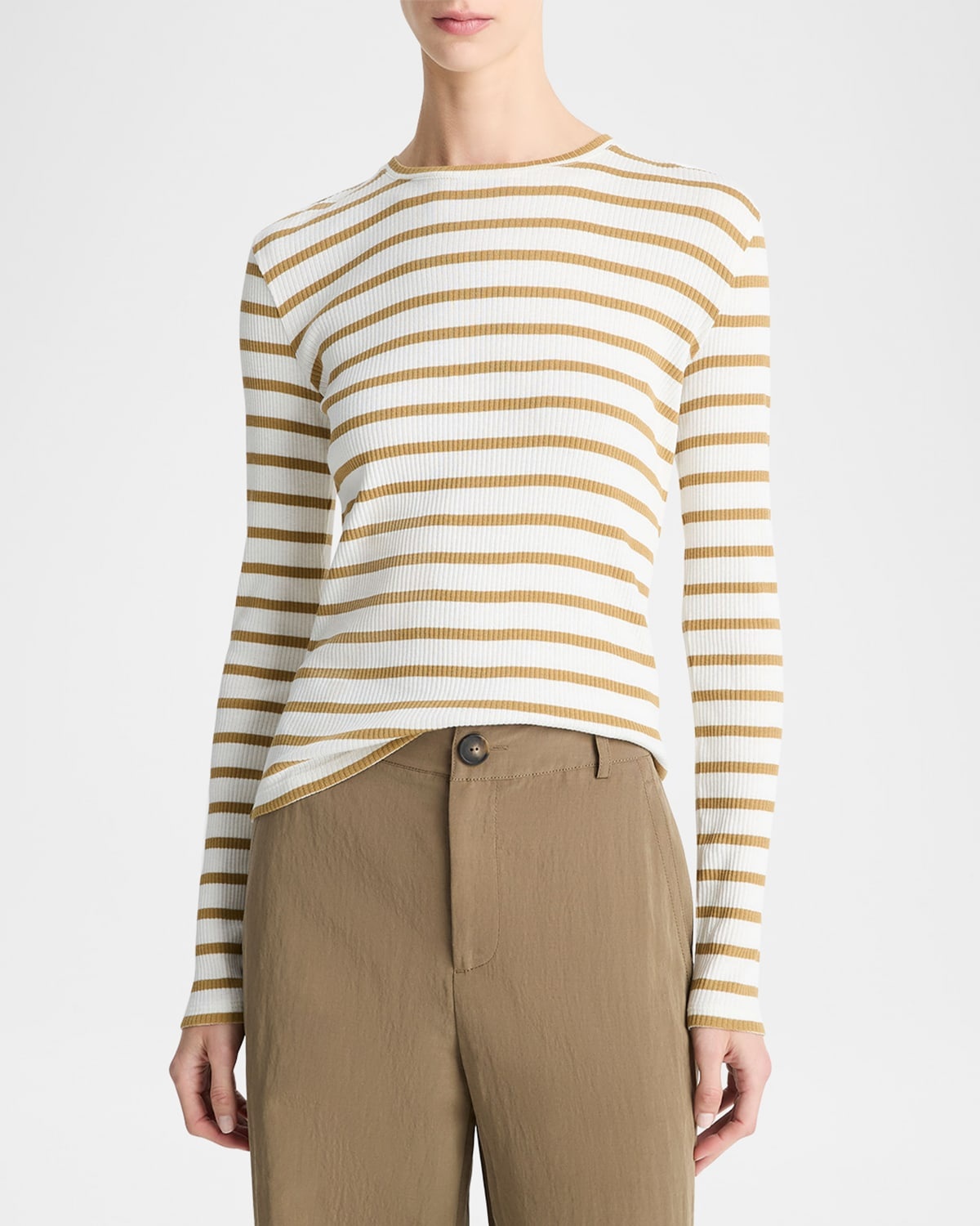 Stripe Ribbed Crewneck Top - 3