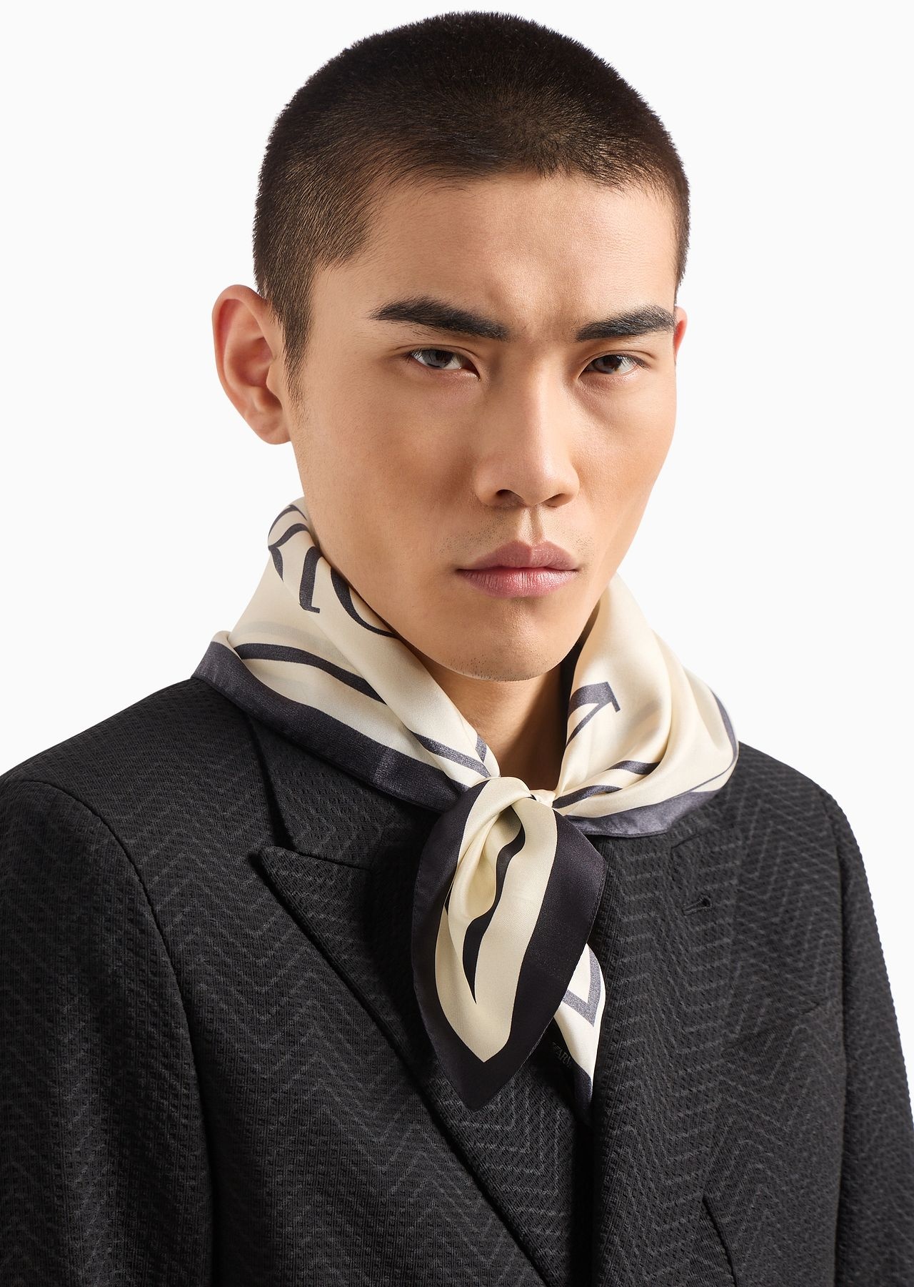 Pure silk foulard with Emporio Armani Milano print - 3