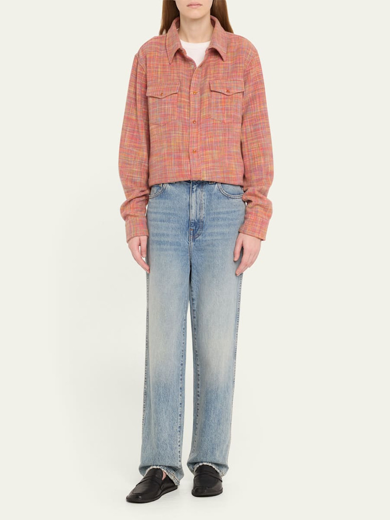 God’s True Cashmere Flower Space Dye Tartan Cashmere Shirt Jacket outlook