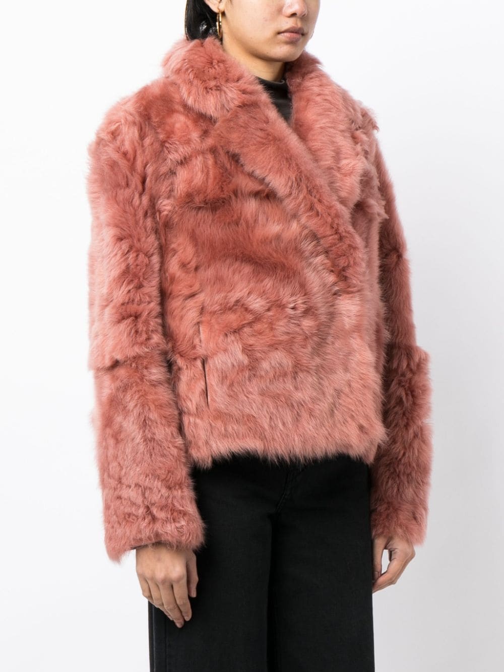 cropped shearling leather jacket - 3