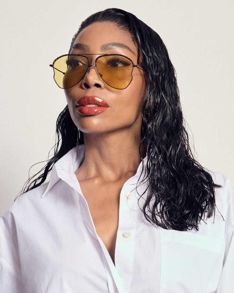 Kika Aviator Sunglasses in Yellow and Matt Black 7