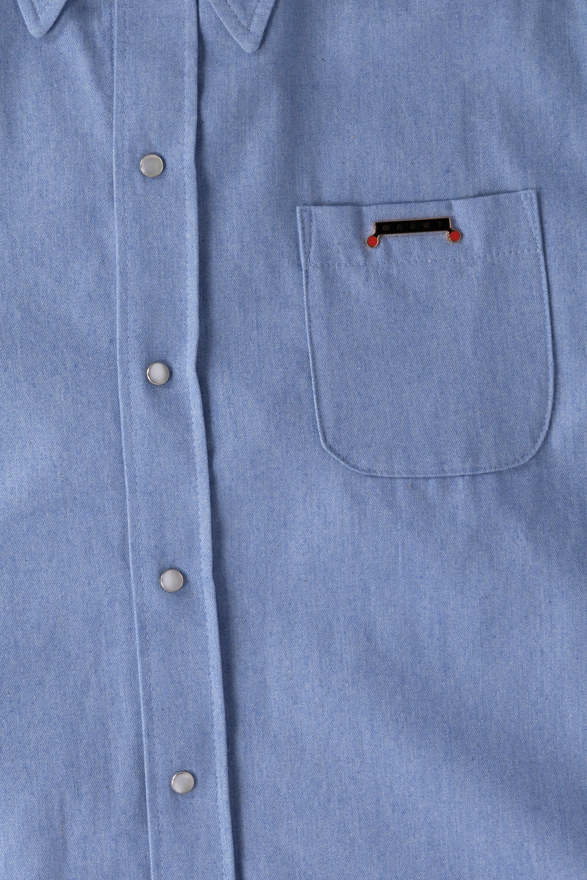 Colored Light Denim Western Shirt - Iris Blue - 5