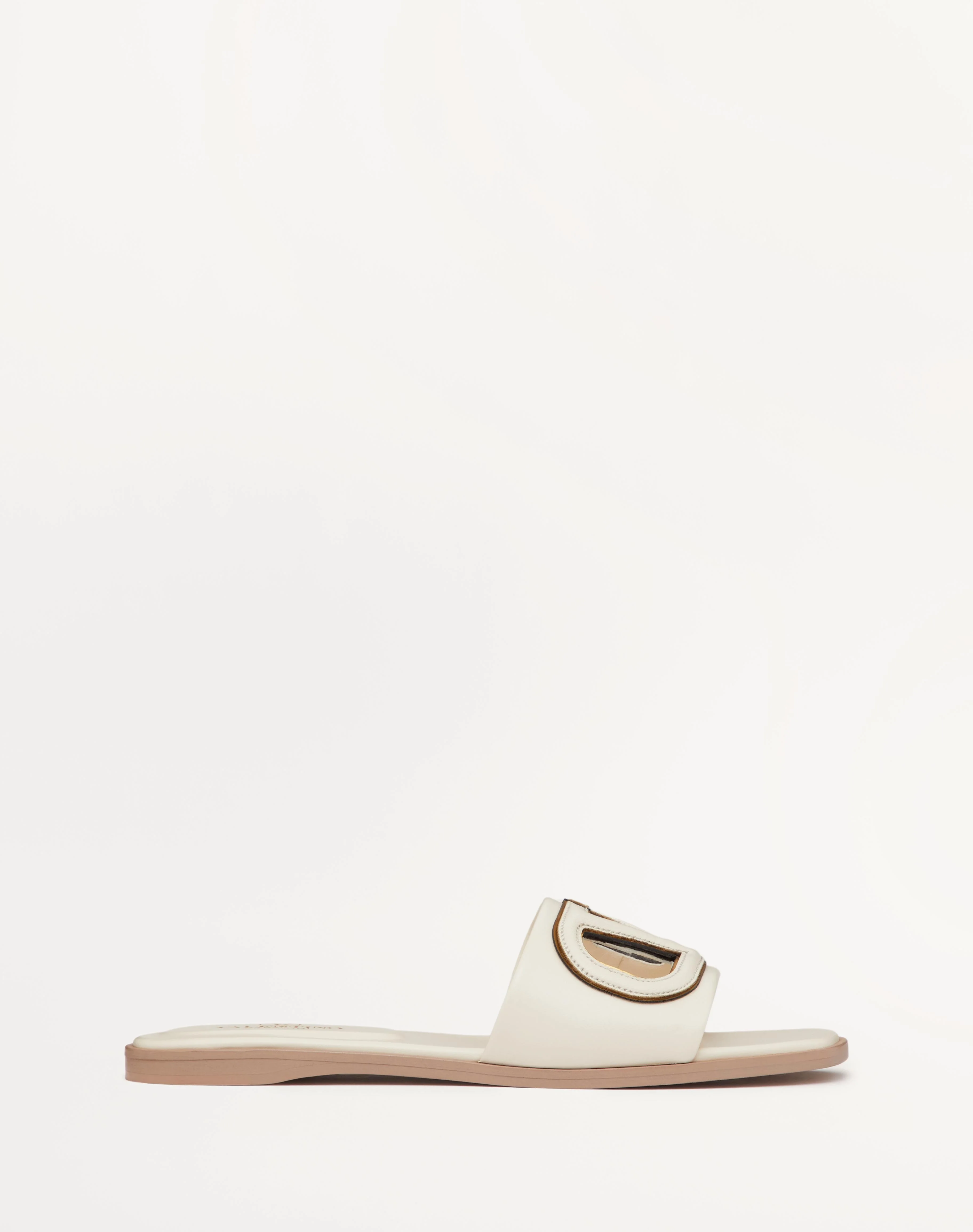 VLOGO CUT-OUT CALFSKIN SLIDE SANDAL - 1