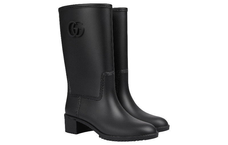 (WMNS) Gucci Double G Rain Boot 'Black Rubber' 762700-J8710-1000 - 3