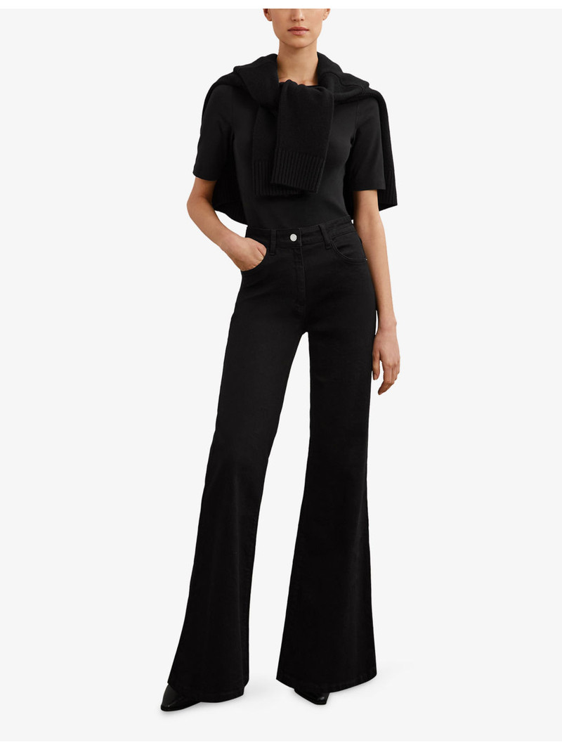 REISS Ellie Slash-Neck Stretch-Cotton Top outlook