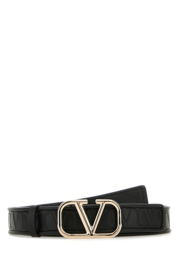 Valentino Garavani Woman Black Leather Vlogo Signature Belt - 1