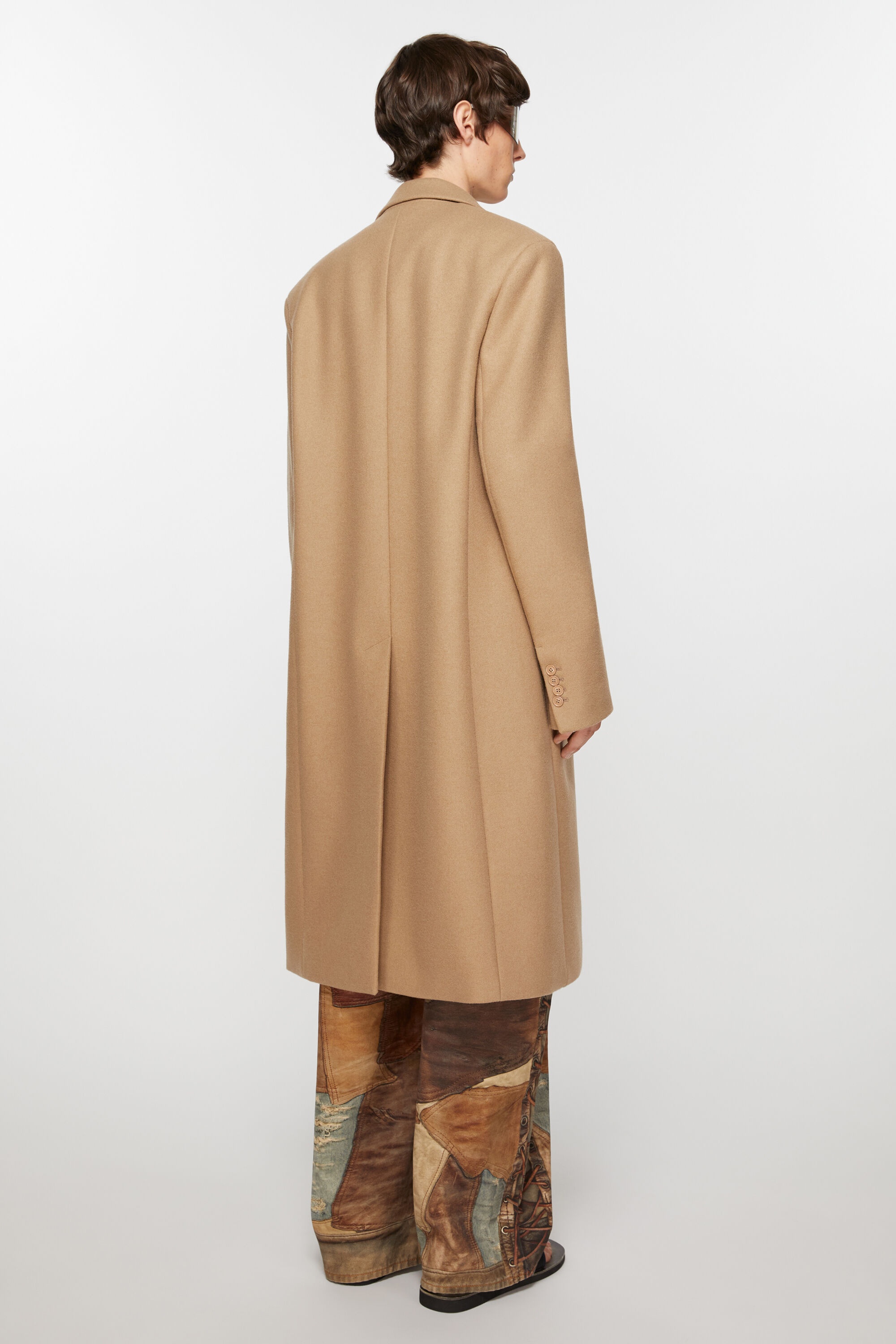 Single-breasted wool coat - Camel Beige - 4
