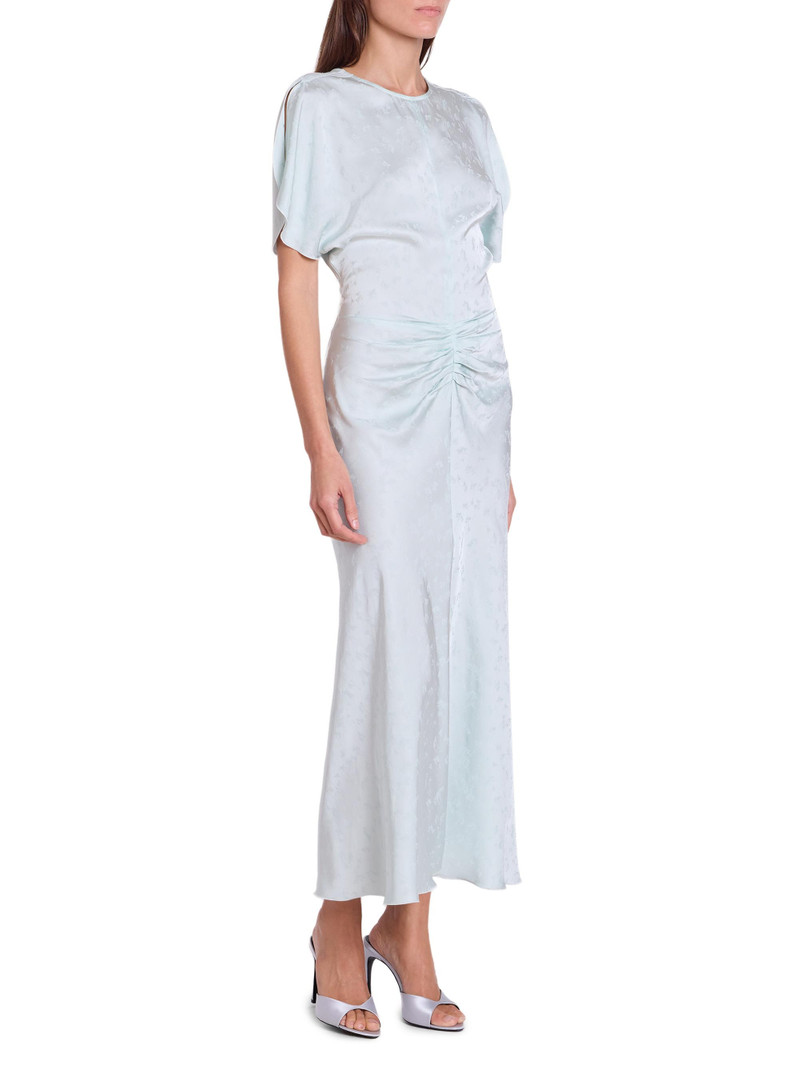 Women's Gathered Waist Burnout Velvet Midi-Dress - Aquamarine 4