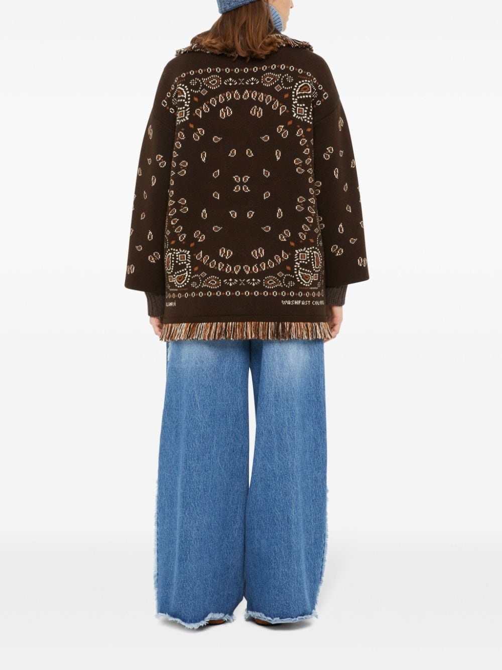 bandana-pattern cashmere cardigan - 5