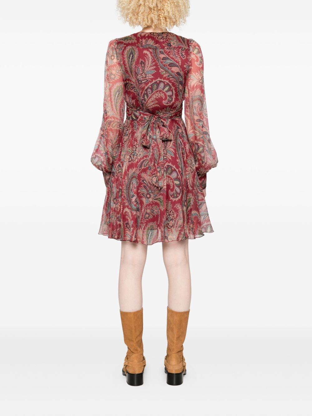 paisley-print v-neck mini dress - 4