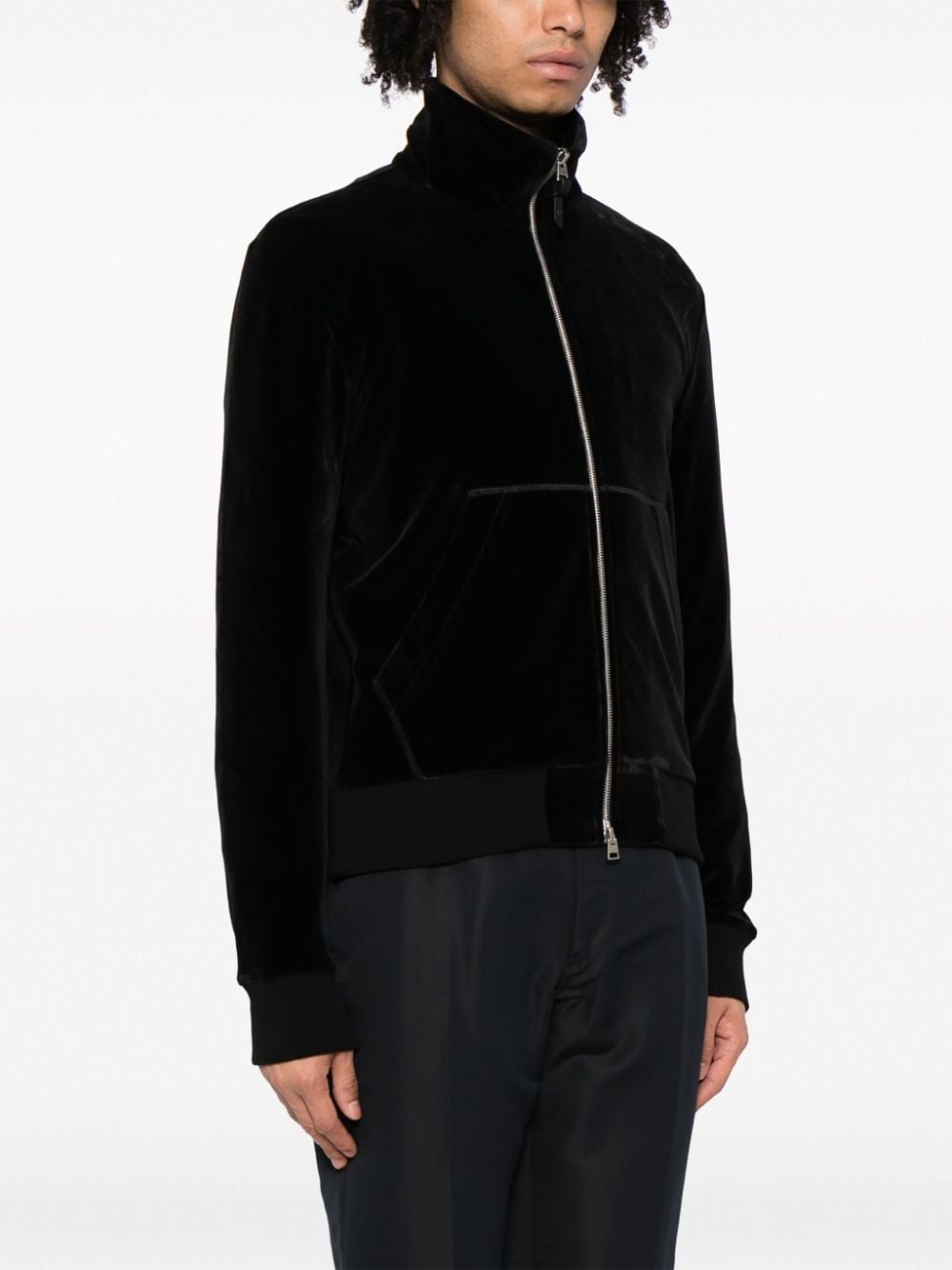 zip-up velvet jacket - 3