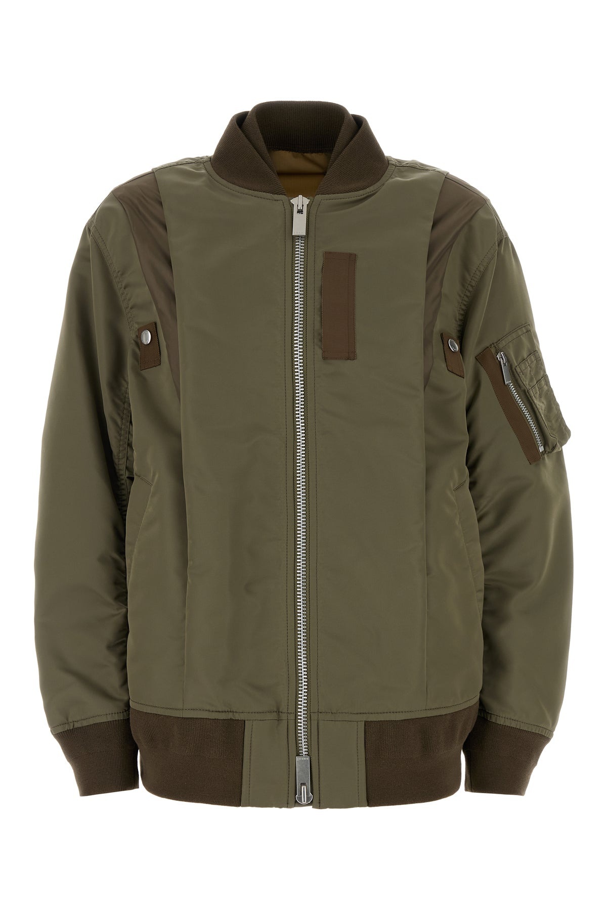 Army green nylon bomber jacket - 1