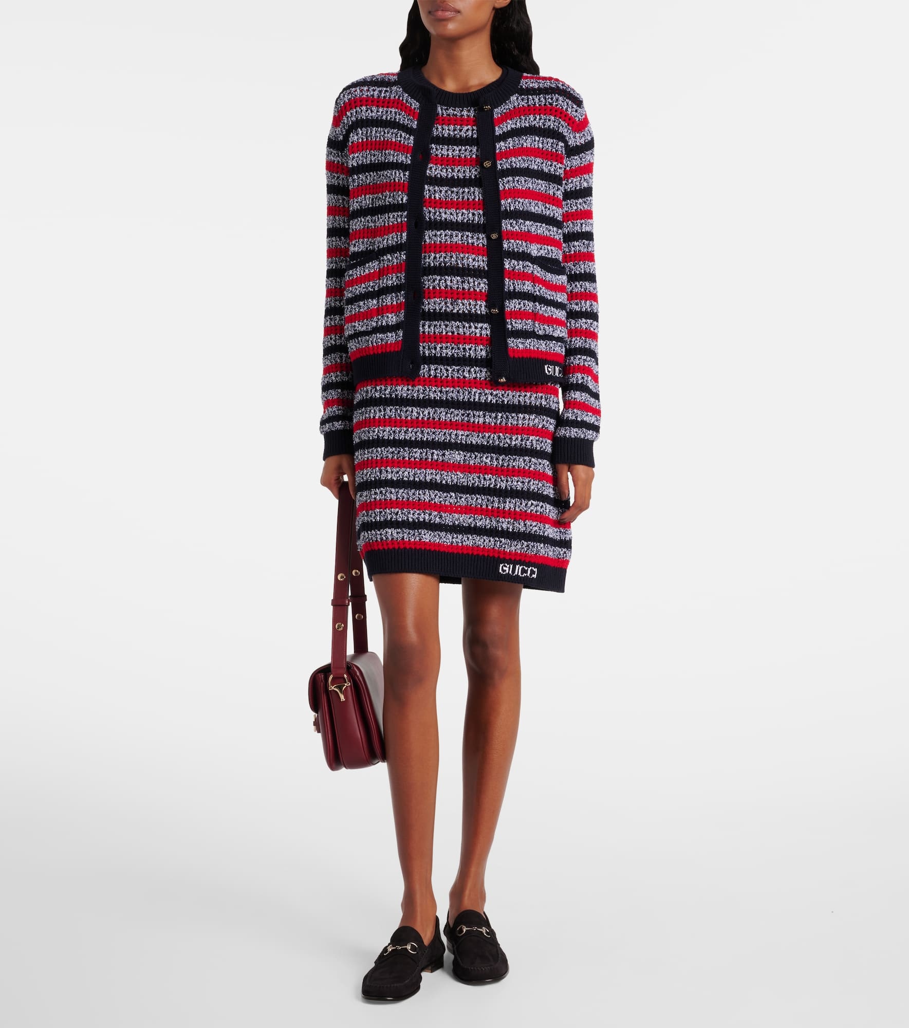 Knitted striped cotton-blend minidress - 2