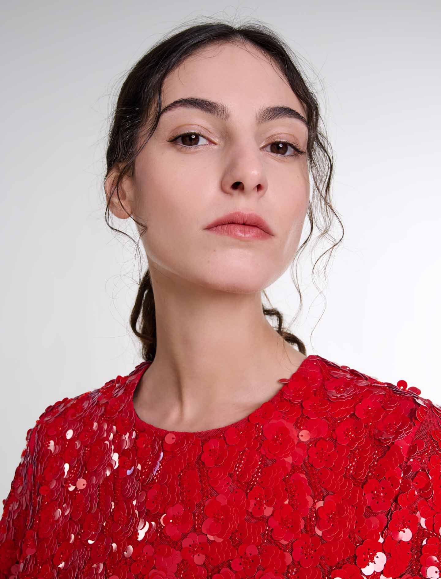 Short sequinned floral dress - 6