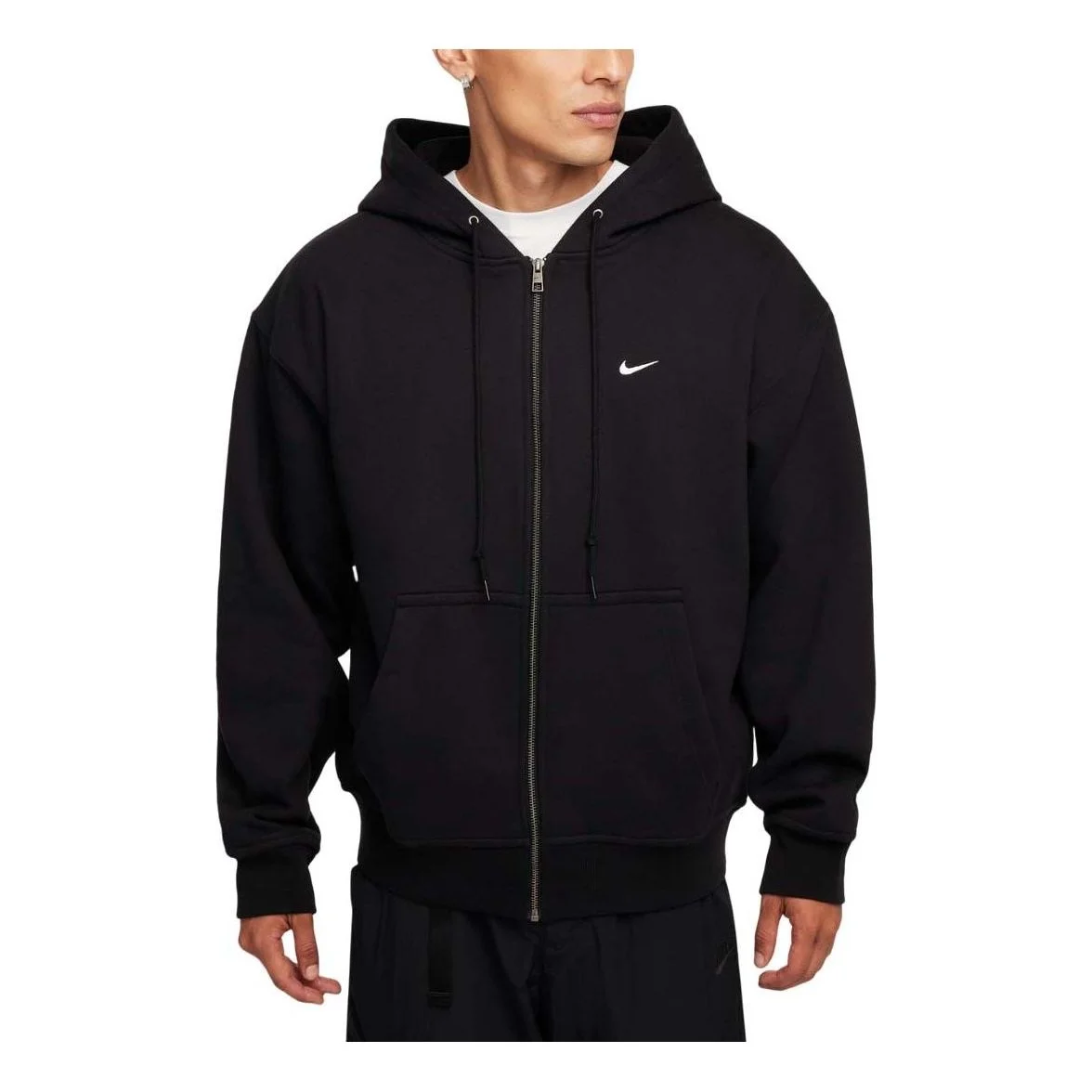 Nike Solo Swoosh Thermal Full-Zip Hoodie 'Black White' FZ1165-010 - 1
