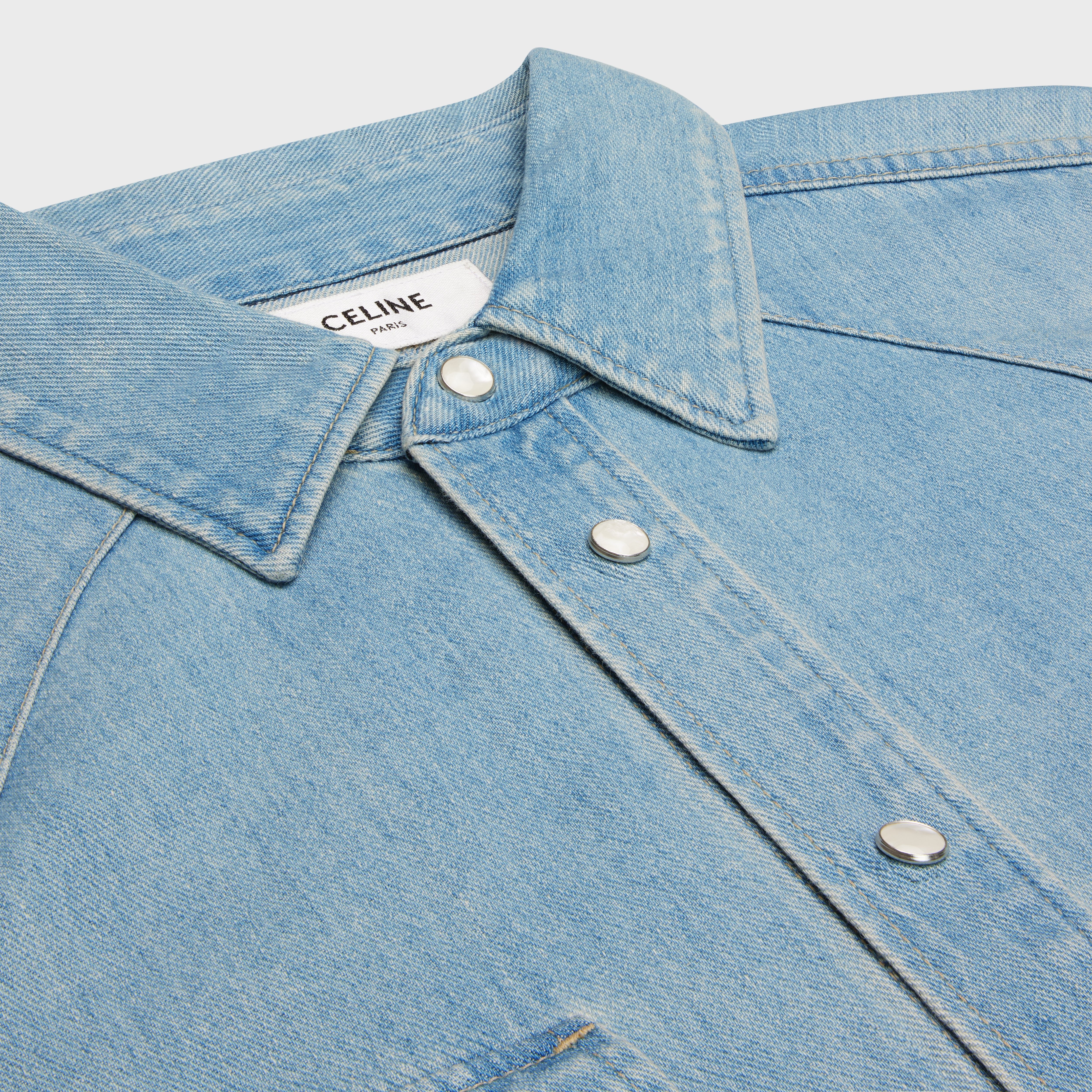 shirt in vintage stone indigo denim - 3