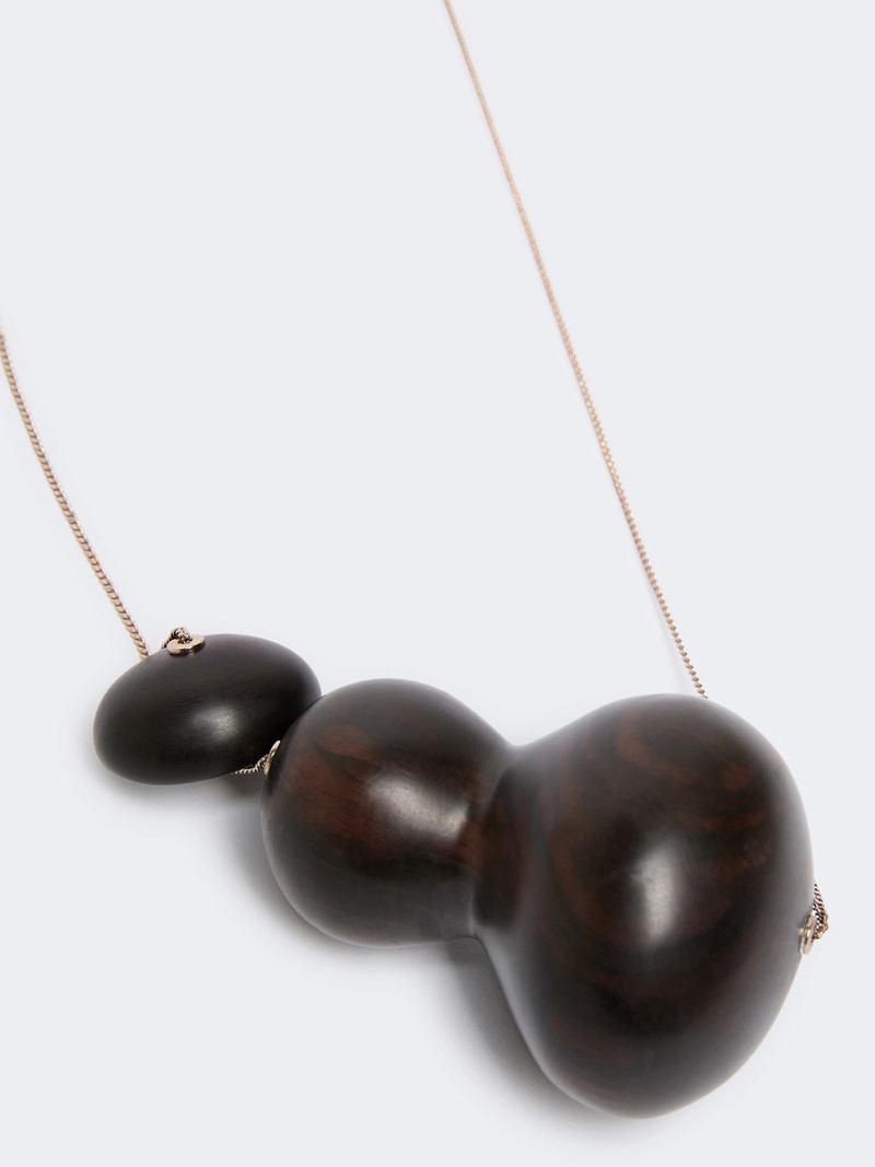 Max Mara Long necklace with ebony pendant - COFFEE outlook
