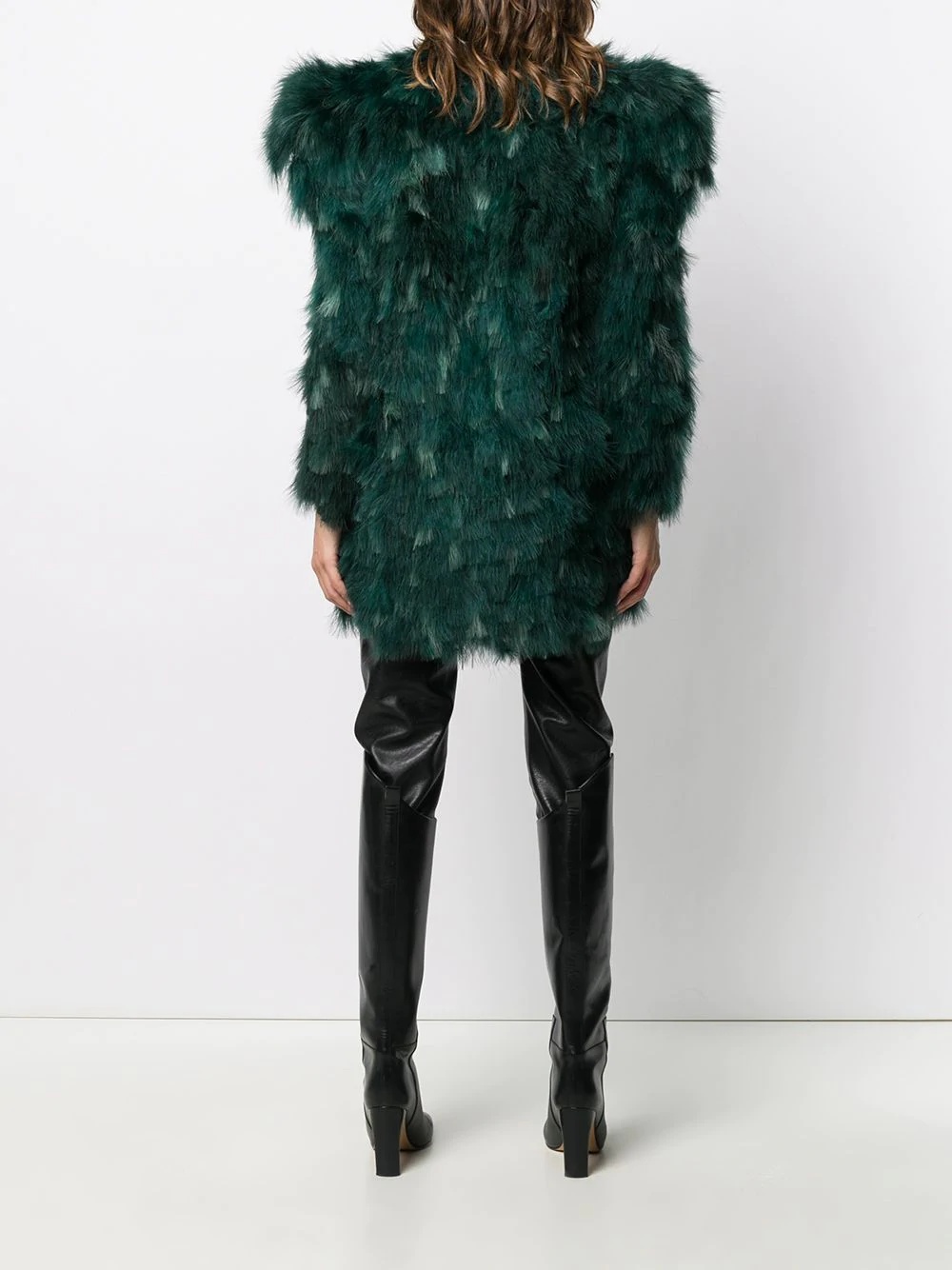 oversized-shoulder feather jacket - 4