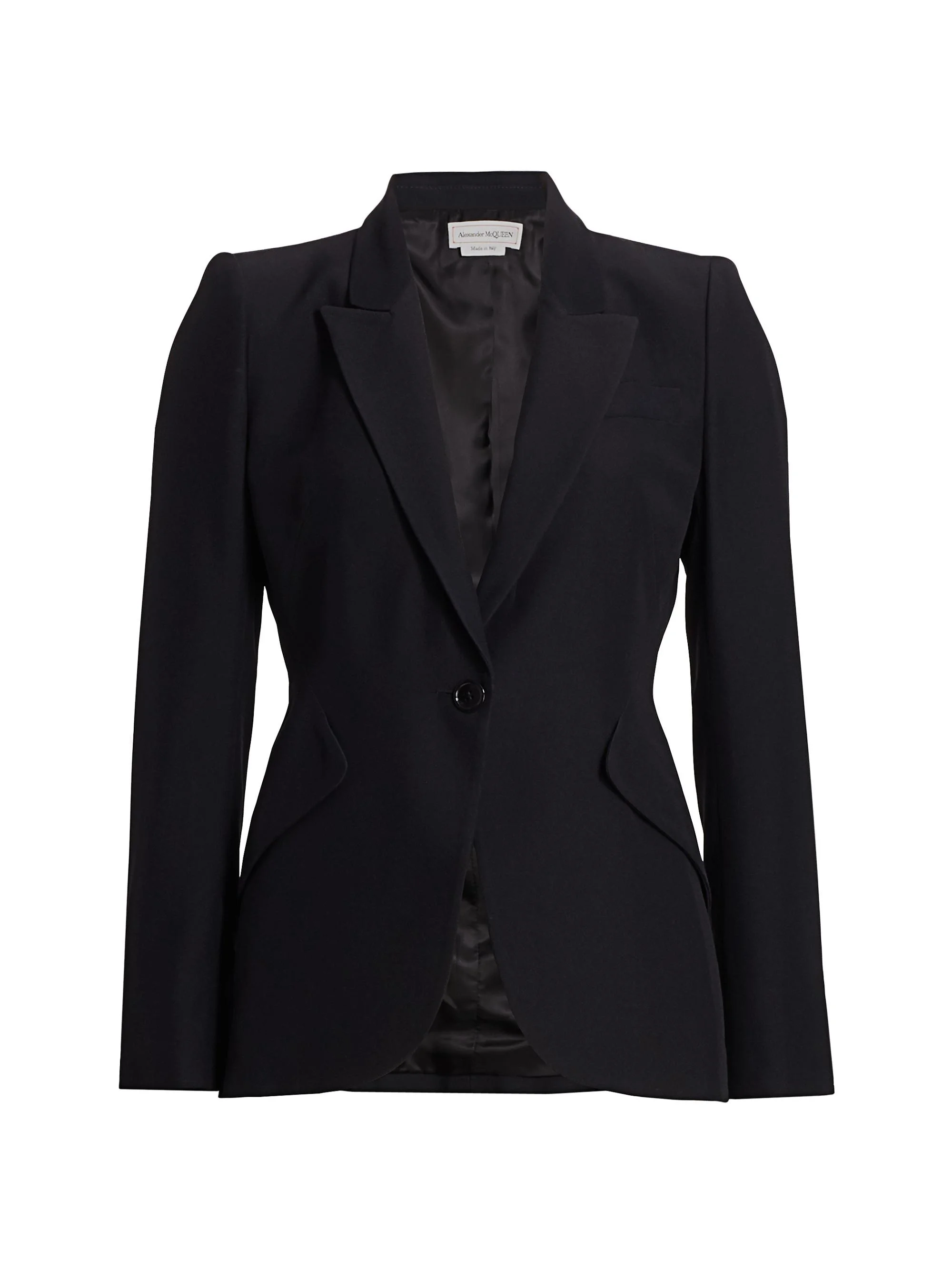 Women's Tailored Peak-Lapel Jacket - Black - 1