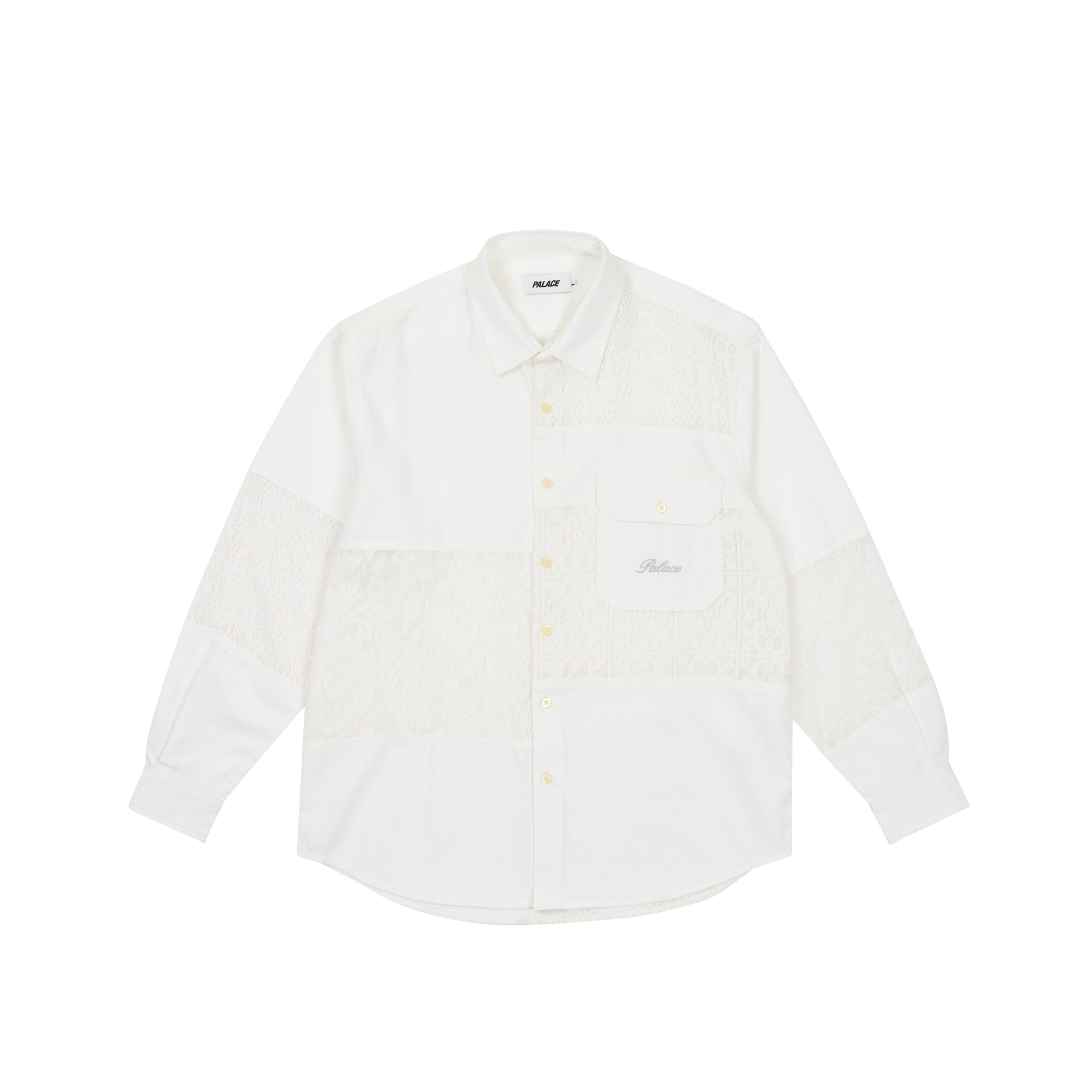 CROCHET PATCHWORK SHIRT WHITE - 1