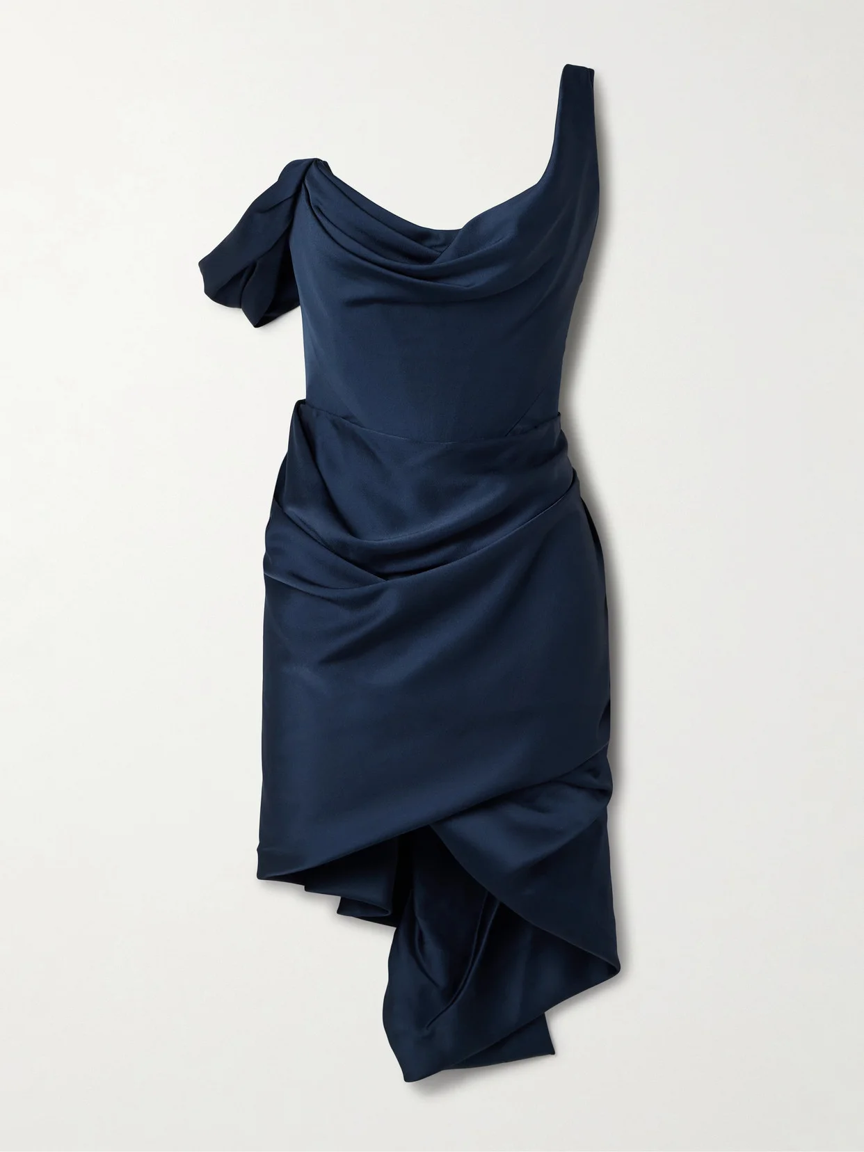Zora Asymmetric Off-the-shoulder Draped Satin-crepe Dress - 1