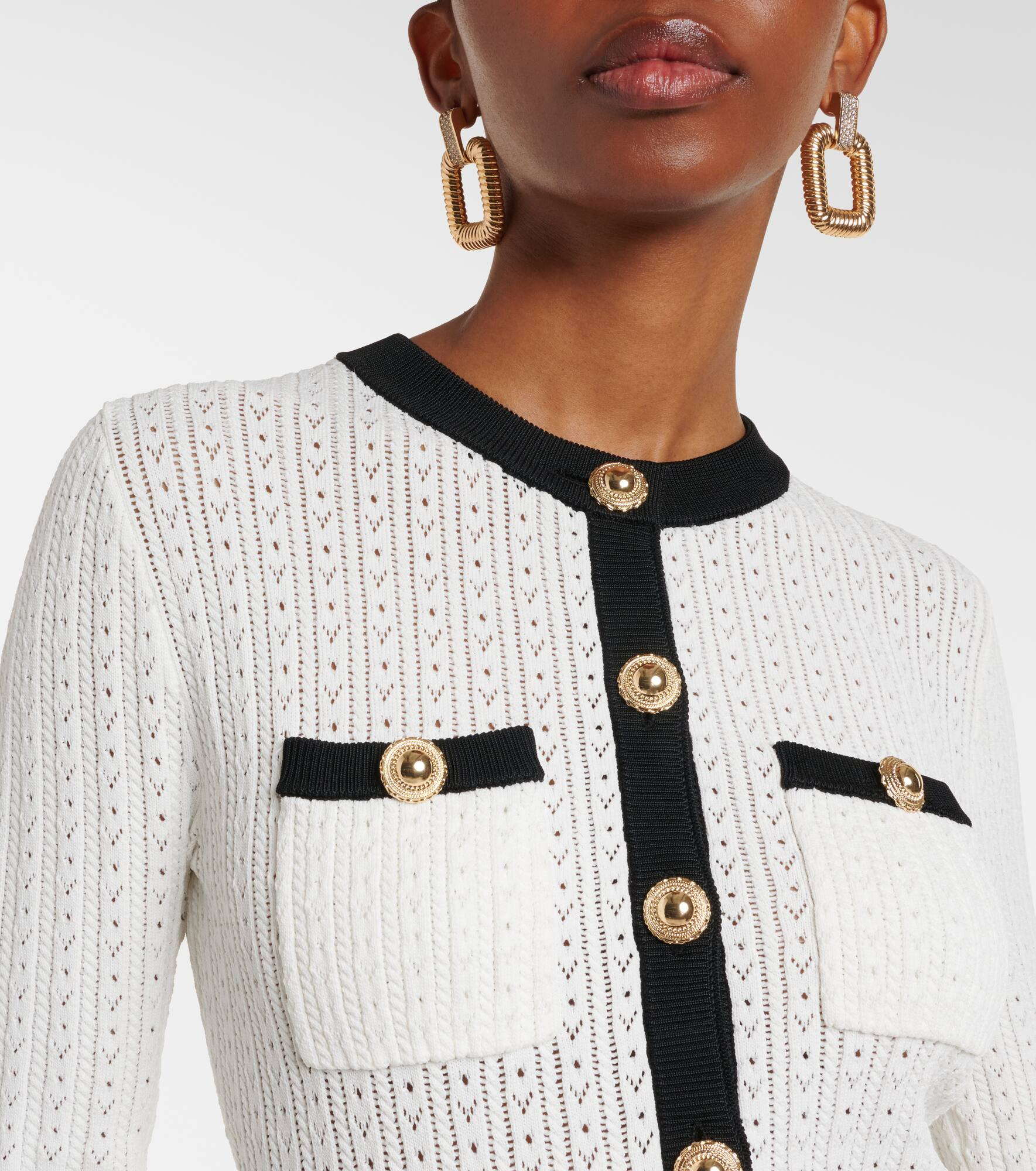 Pointelle peplum midi dress - 4