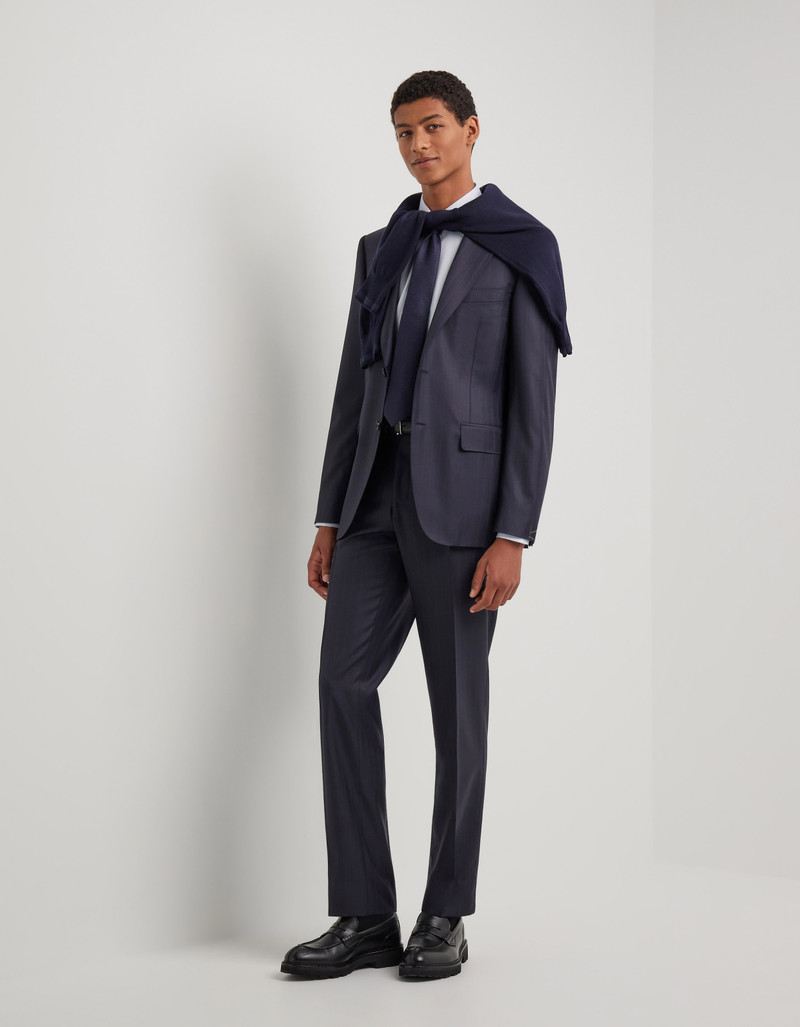 LIGHT BLUE DENIM-EFFECT WOOL REGULAR-FIT SUIT 14
