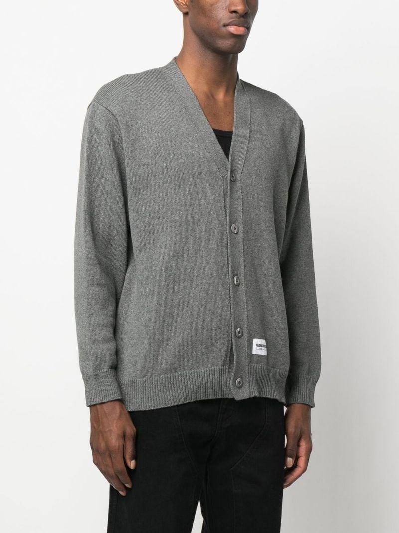 logo-patch cotton cardigan - 3