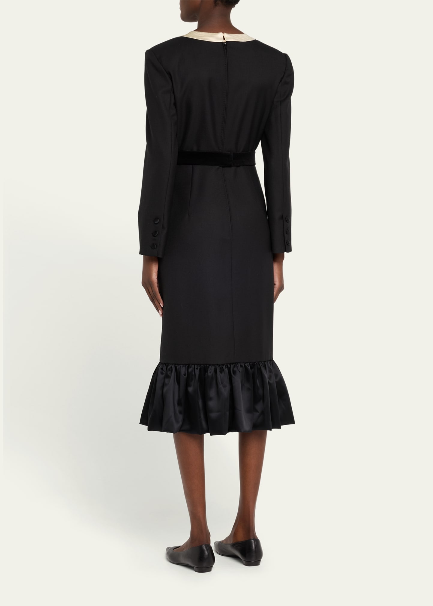 Bow Tuxedo Ruffle Midi Dress - 3