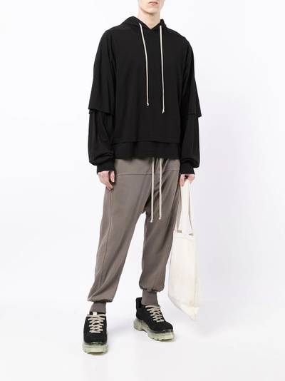 Rick Owens DRKSHDW Hustler layered-look cotton hoodie outlook