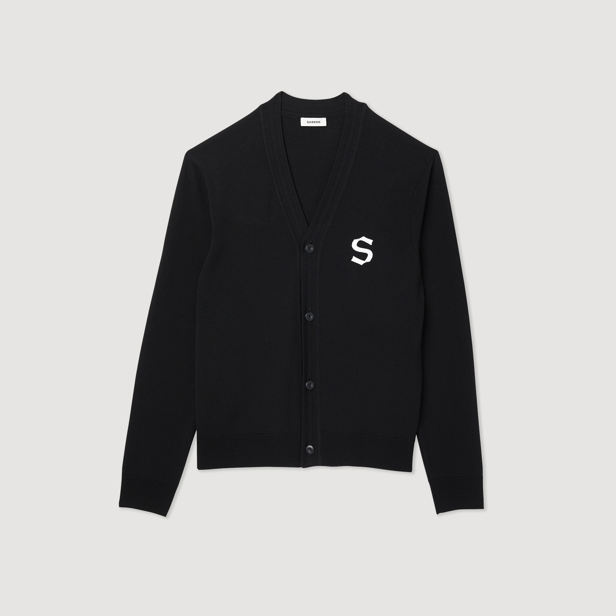 Wool cardigan with S patch - 1