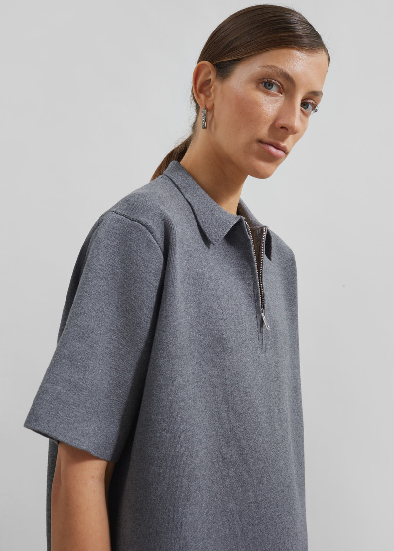 Riya Zip-Up Polo - Grey 5