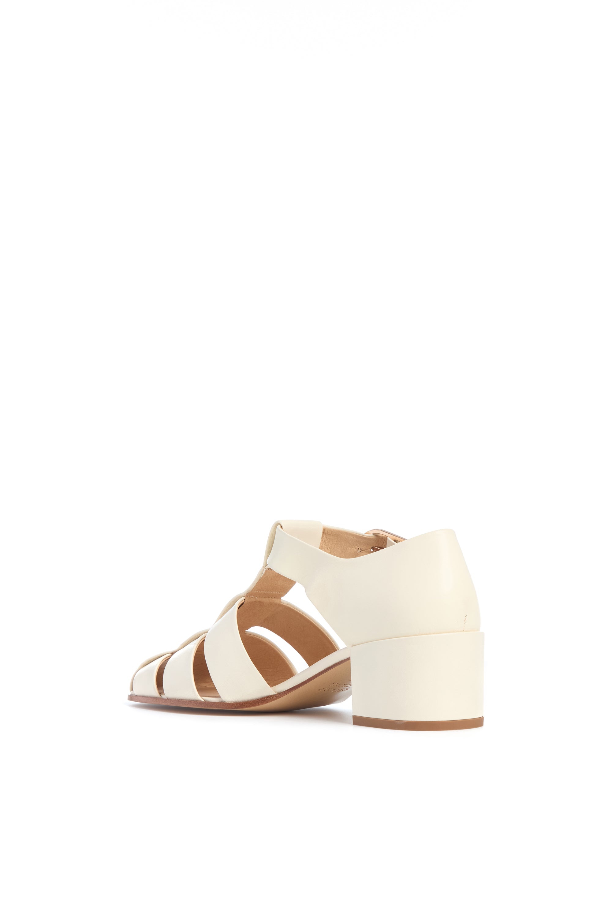 Lyle Block Heel Pump in Cream Nappa Leather - 3