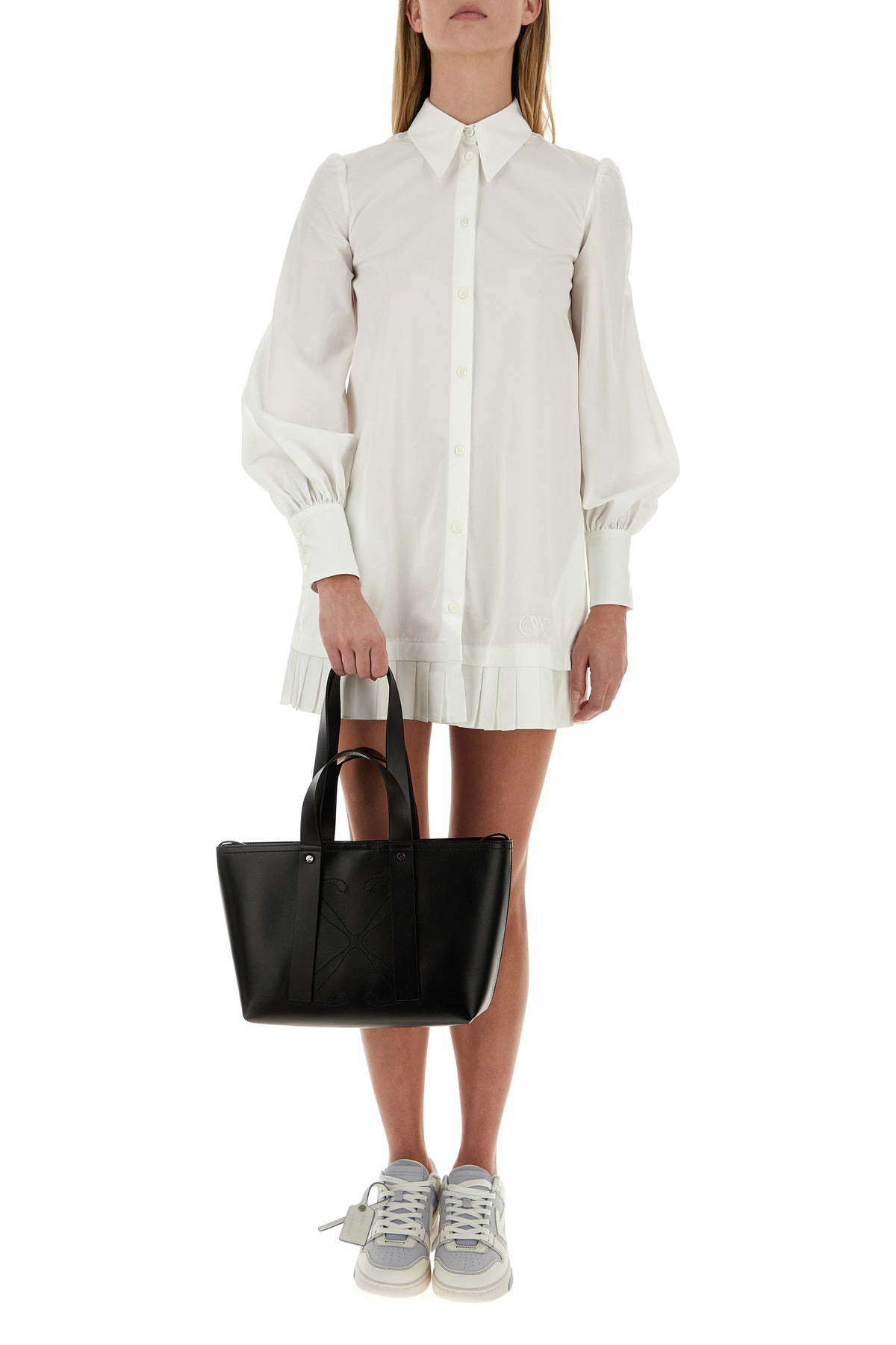 White poplin shirt mini dress - 6